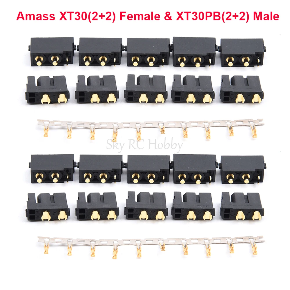 

Позолоченный штекер Amass XT30(2 + 2) Female XT30PB(2 + 2) с сигнальным штифтом XT30U Aapter для радиоуправляемых дронов моделей самолетов/автомобилей/лодок