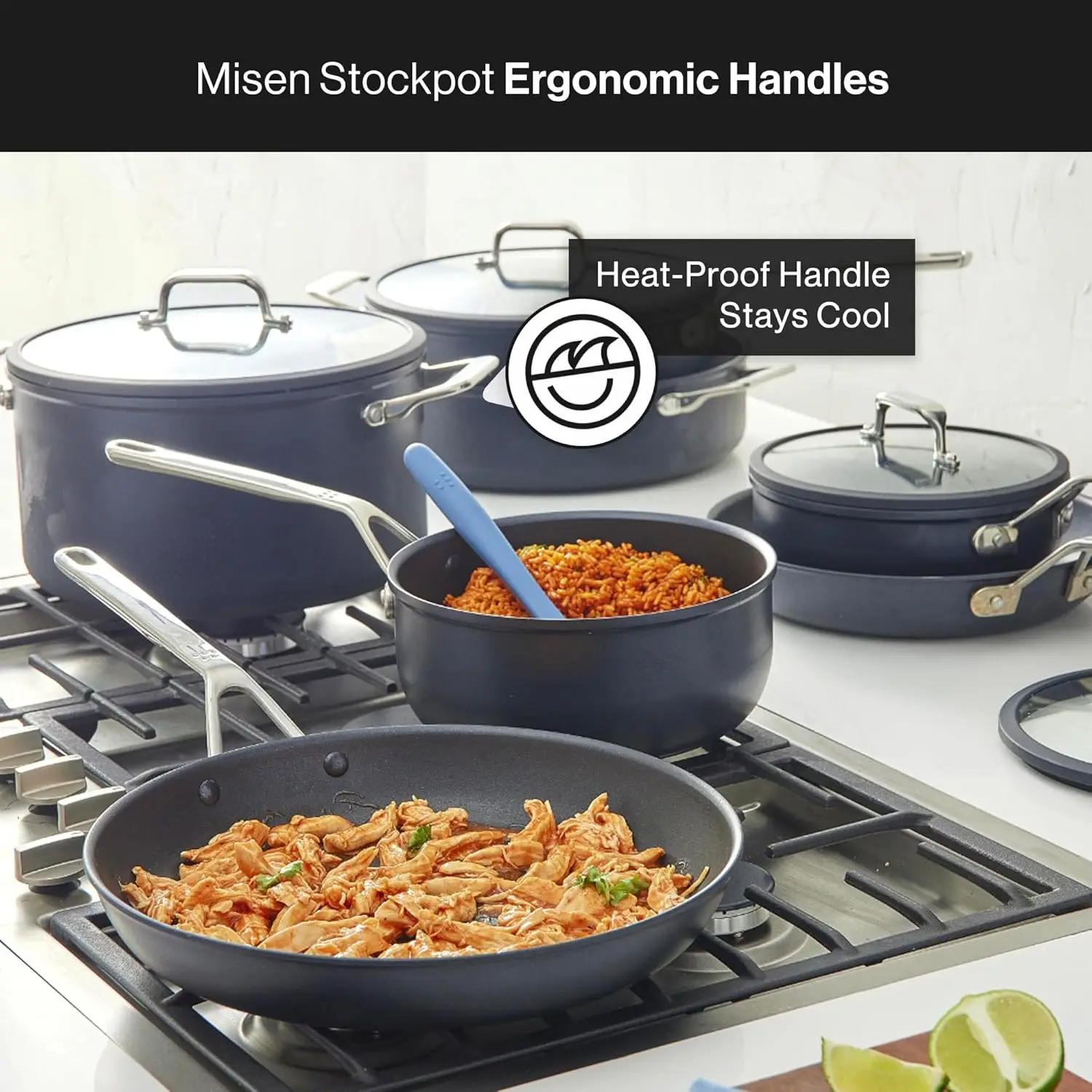 Lid-8 QT Stew & Soup Pot-Stay Cool Handles, Induction Ready, Non-toxic Coating for Large Family Cooking, Simmering Soups