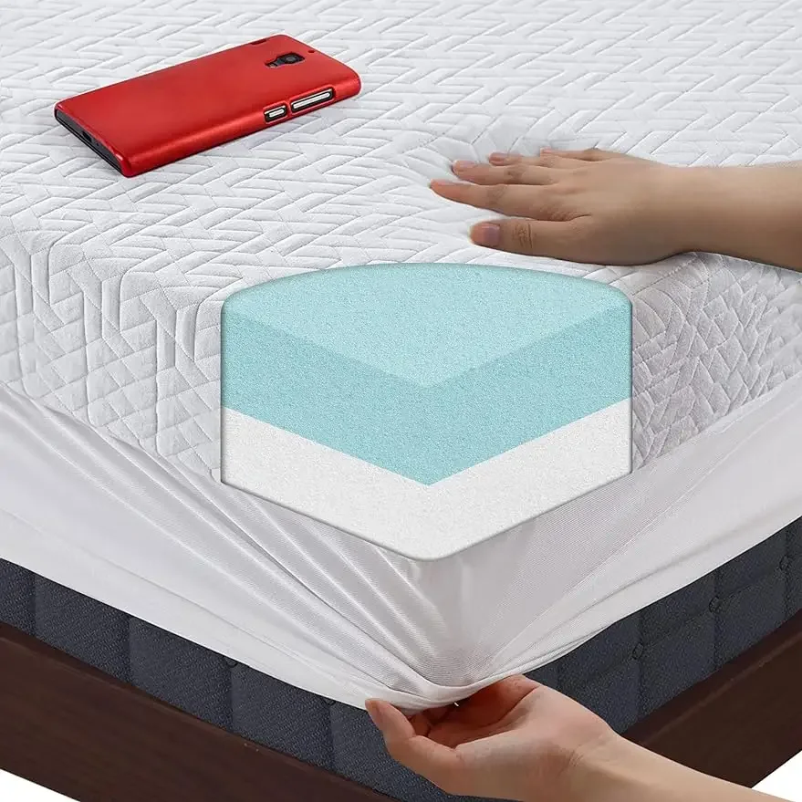 Bed Luxury Mattress Topper Memory Foam 4 Inch King Size Gel Rayon Made from Bamboo Cover Soft & Breathable