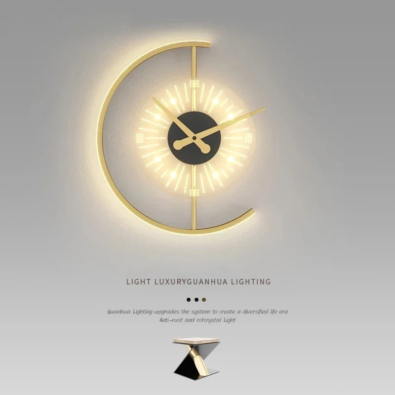Latest Design Nordic Led Wall Lamp Design Wall Decor Light for Bedroom Hotel LED Light Metal Iron Clock Gold Dimmable