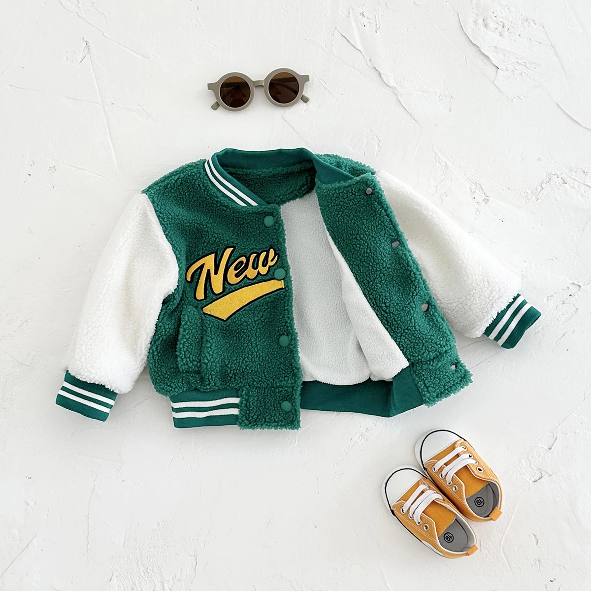 Baby Boys Girls Autumn Winter Thick Berber Fleece Kids Comfortable Button Baby Sweater Jacket New York Children Clothing 0-3Y