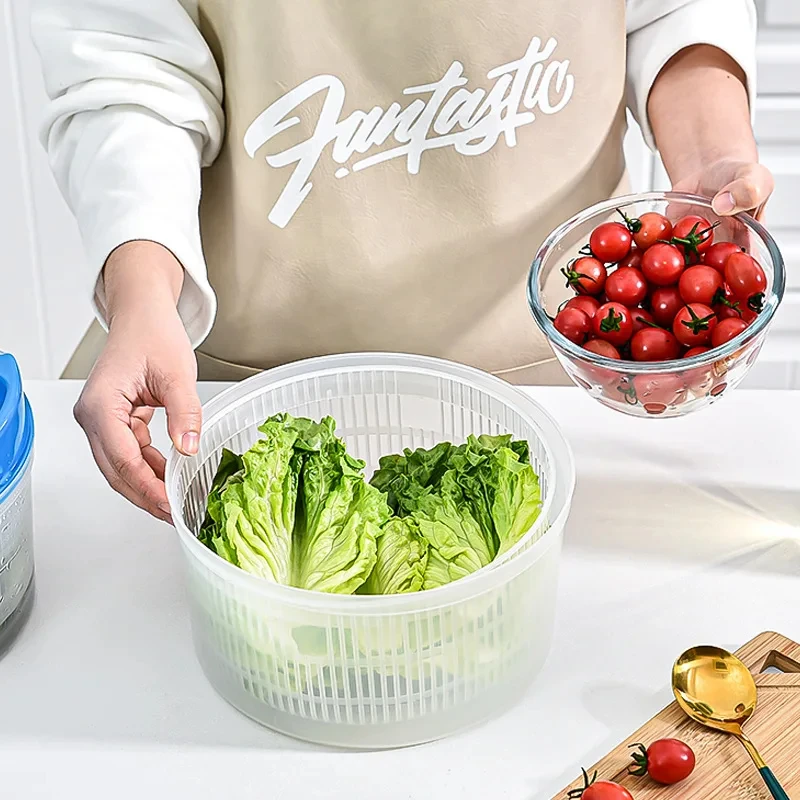 Salad Spinner Lettuce Greens Washer Dryer Drainer Crisper Strainer for Washing Drying Leafy Vegetables Kitchen Tools