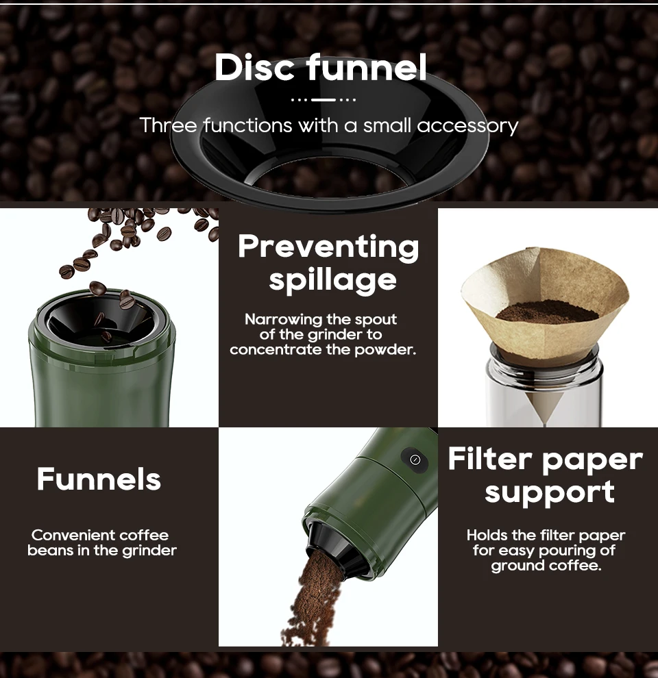 مطحنة قهوة كهربائية محمولة HiBREW G2 - خلاط سموثي...