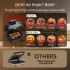 7-in-1 Smokeless Indoor Electric Air Grill Fryer Combo with See-Through Window Removable Plates,up to 450°F,1750W,Even Heat,4Qt 6