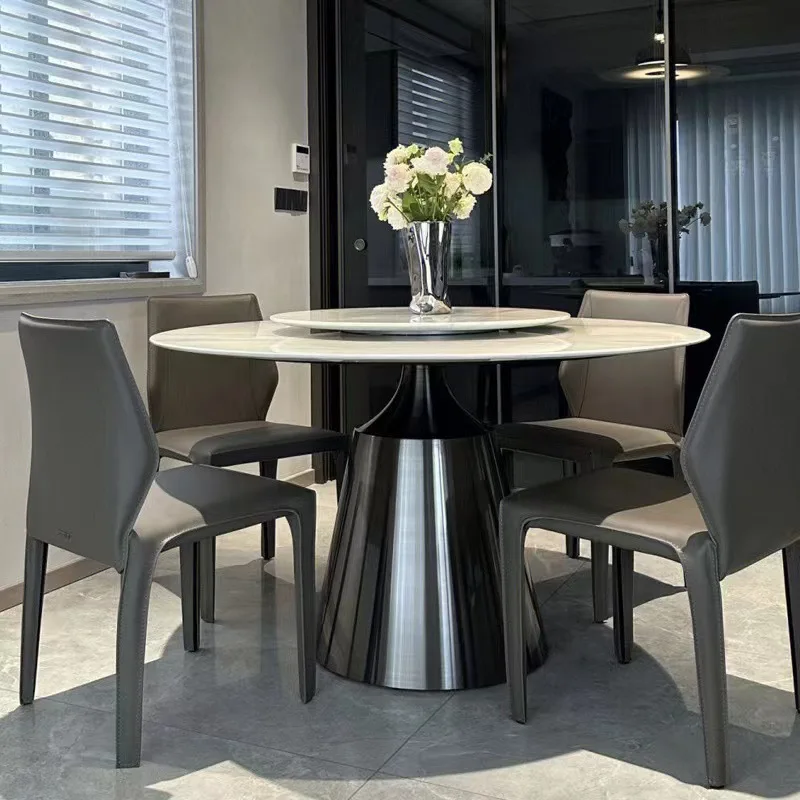 

Каменная тарелка, обеденный стол, небольшой круглый современный простой семейный минималистичный обеденный стол