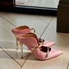 Spring Shallow Mouth Mules Women'S Pointed Stiletto Slingback High Heels Fashionable Genuine Leather Dress Shoes Pumps Large Siz 6