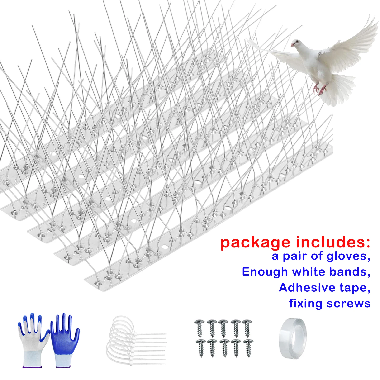 Bird Spike for Pigeons 10 Pack Bird Spikes 33cm Fence Animal Deterrent Repellent Set Pigeon Spikes for Roofs and Windows