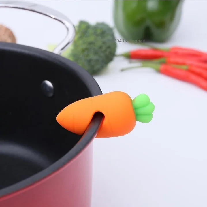 Pot lid rack cute silicone pot lid anti-spill rack heat-resistant anti-overflow stoppers pot cover lifter holder creative kitchen fun gadget