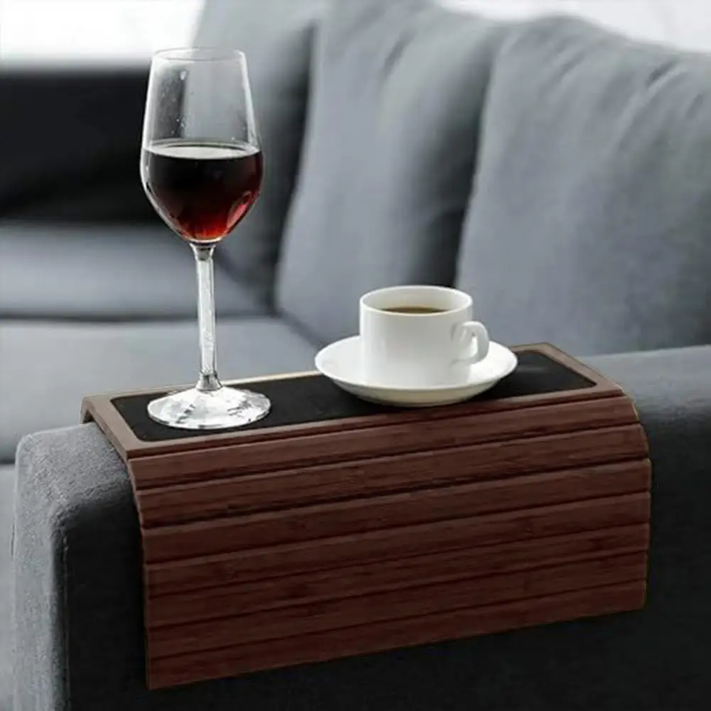 Anti-spill Sofa Tray Sofa Armrest Snack Tray Multifunctional Wooden Arm Non-slip Heavy Duty for Couch for Coffee