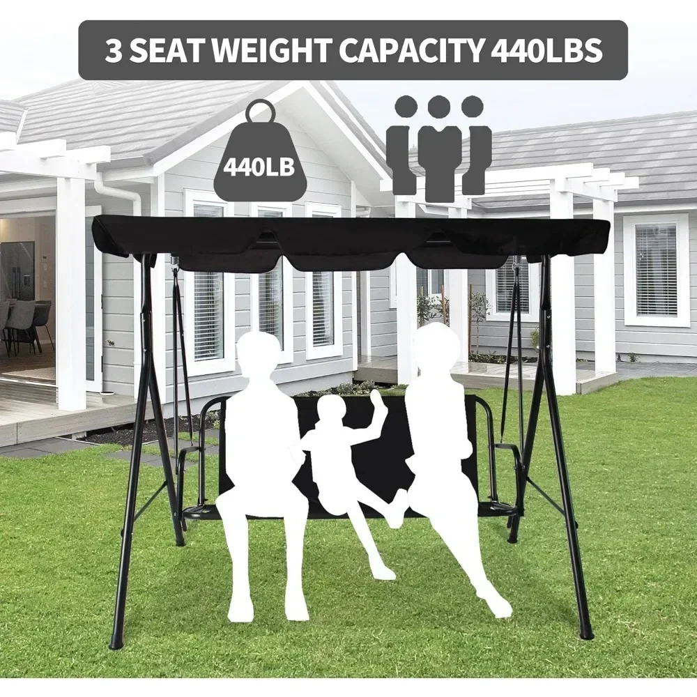 Swing Chair Outdoor Porch Swing with Adjustable Canopy and Durable Steel Frame for Patio Garden Poolside rattan swing chair