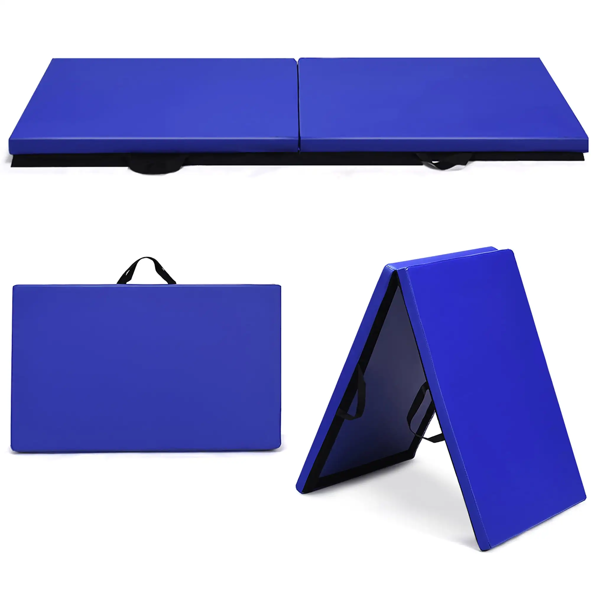 6'x2' Yoga Mat Folding Exercise Aerobics Stretch Gymnastic w/Handle Blue