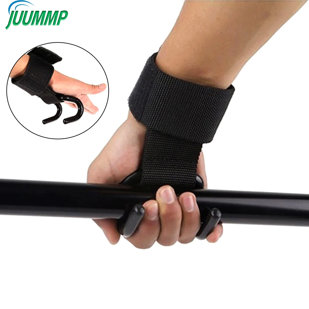 1Pair Unsex Gym Weight Lifting Wrist Straps Hand Bar Pull-up Assist Strength Grip Training Hook Glove Strength Training Aid