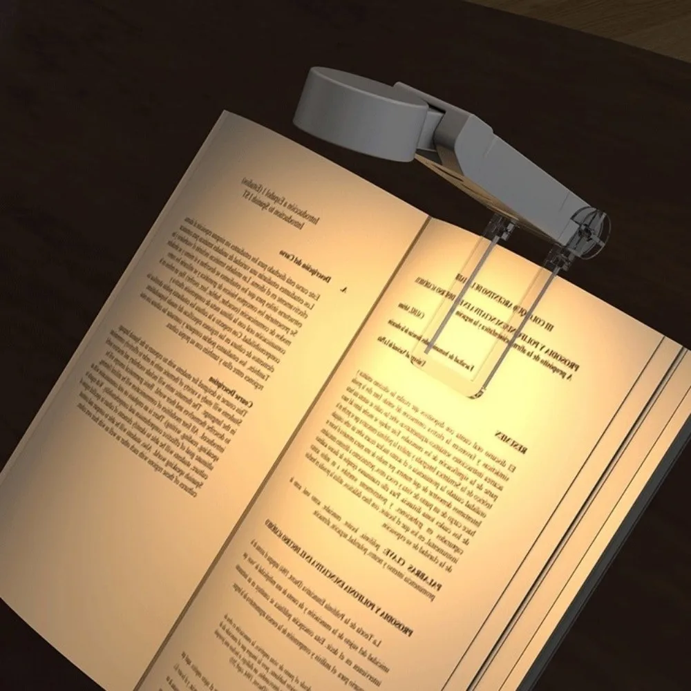 5 Colors LED Book Lights Clip-on/Stand 6 Levels Brightness Night Light Eye Protection USB Rechargeable Reading Lamp Night Use