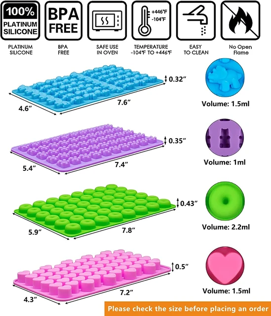 1pc Gummy Bear Mold Trays with Dropper, Fun Making Gummy Bears with Non  Stick Silicone Candy Molds, Perfect Silicone Molds for Gummy Bear Candy