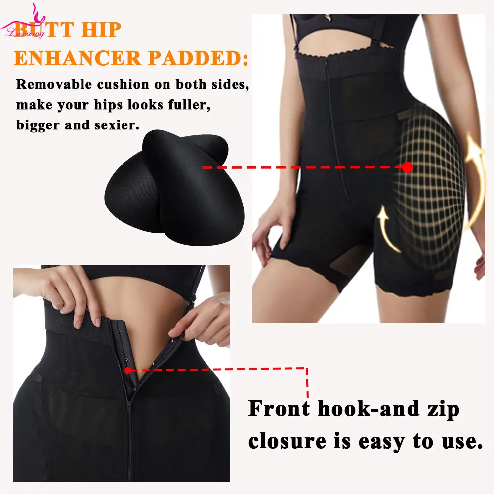 LAZAWG Bodysuit for Women Flat Belly Shapewear Tummy Control Body Shaper Slimming Underwear Ladies Body Shaper Removable Pads
