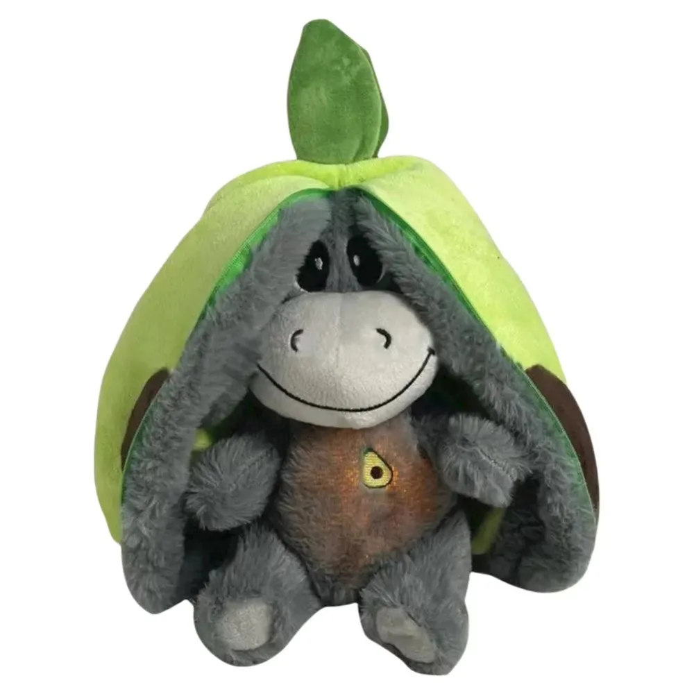 12.6inch Luminous Breathing Doll Plush with Motion Lights Breathing Stuffed Doll Donkey Strawberry Baby Sleeping Toys