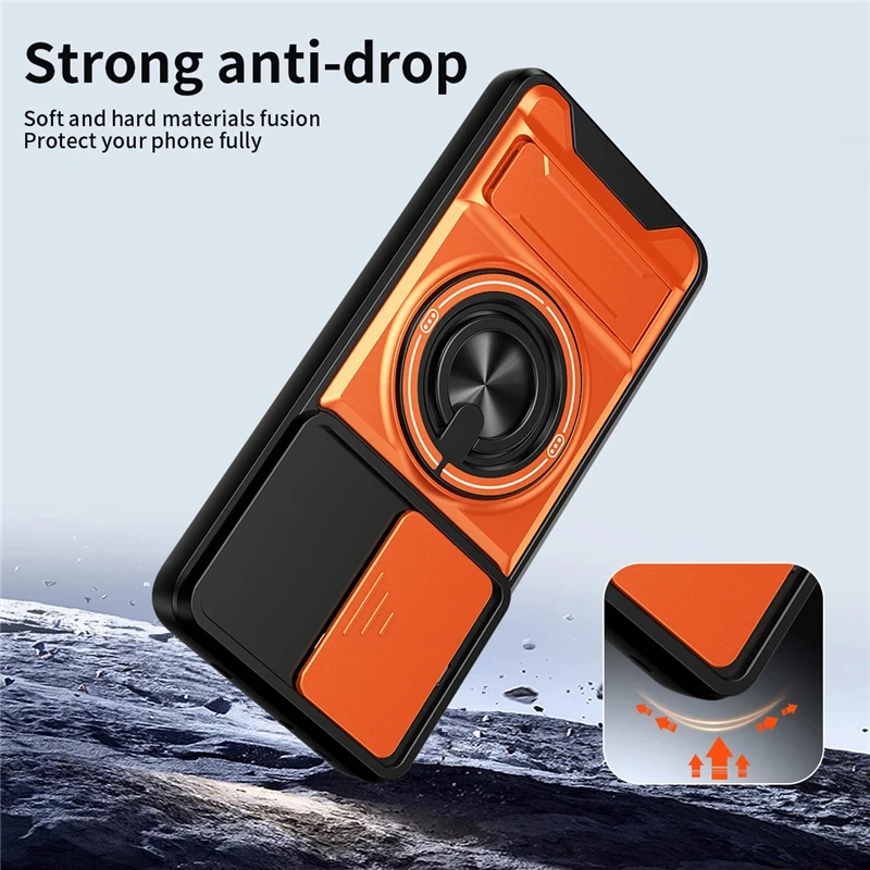 Magnetic Ring Stand Holder Phone Case with Shockproof Slide Lens Protector Cover