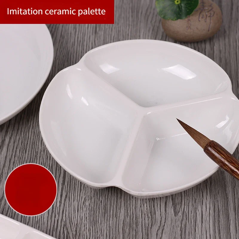 Multi-specification Imitation Porcelain Plastic Palette Gouache Watercolor Chinese Painting Pigment Cream Color Mixing Dish