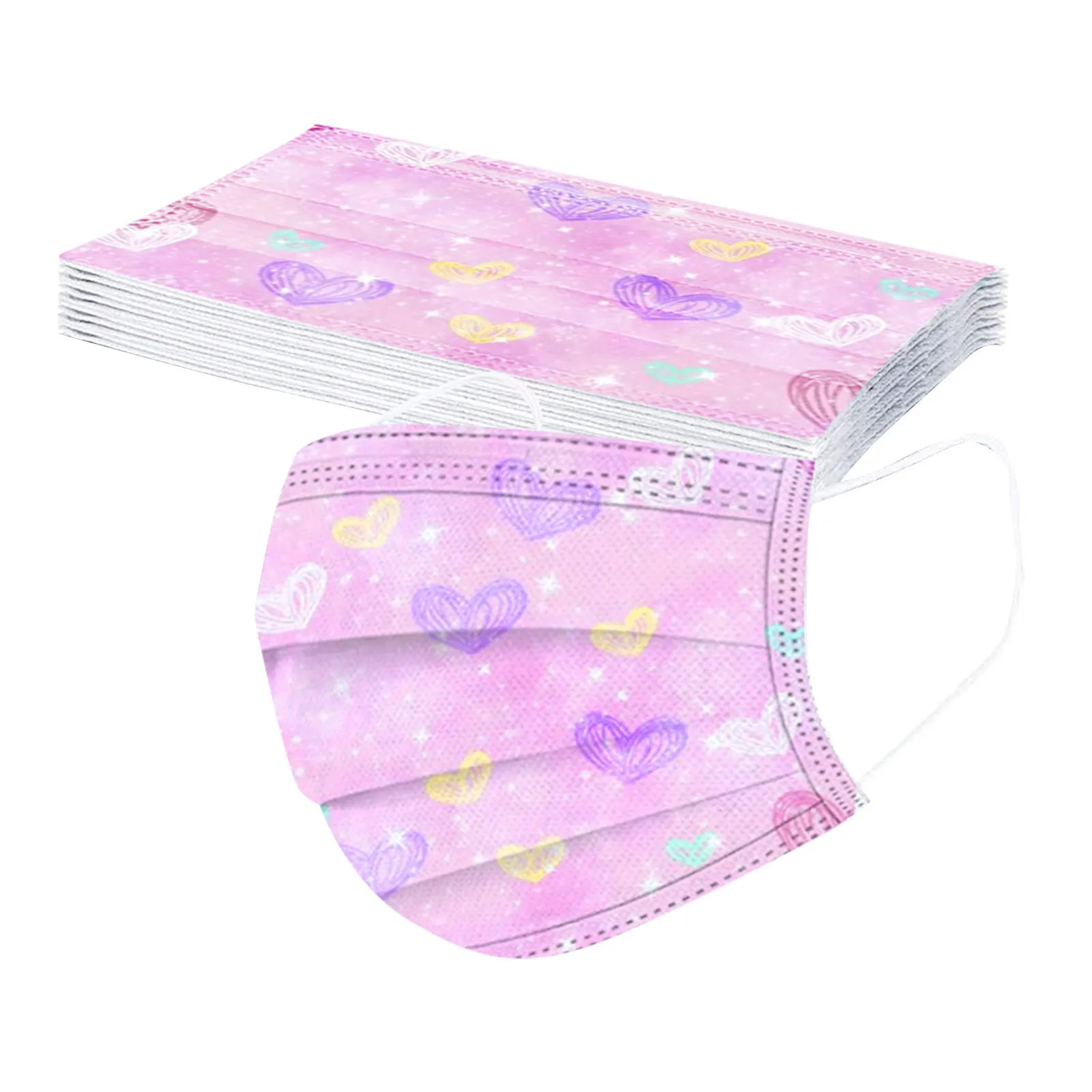 50pc Kids Tie-Dye Gradient Three-Layer Dust-Proof Breathable Disposable Mask Cubre Bocas Desechables Mascara DescartáVel 6