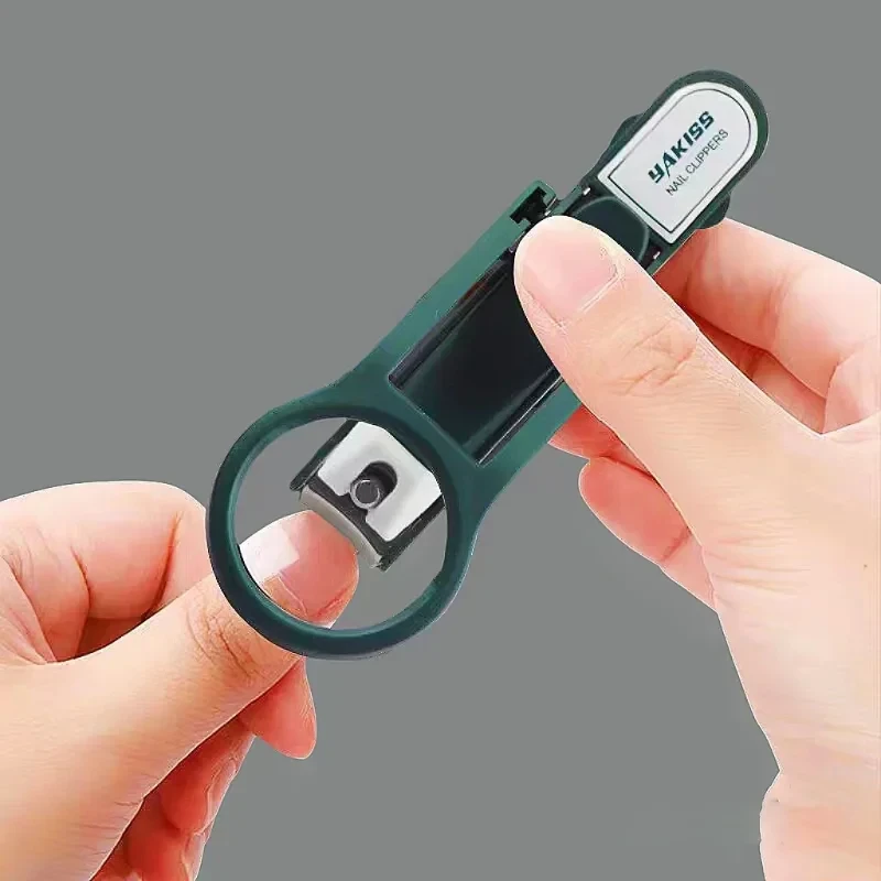 Nail Clipper with Magnifying Glass The Elderly Practical Stainless Steel Nail Clipper Anti-splash Beauty Big Tool Gift