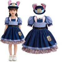 Disney Zootopia 2 Judy Hopps Costume for Girls Kids Police Officer Bunny Dress with Belt for Halloween Cosplay Carnival Birthday