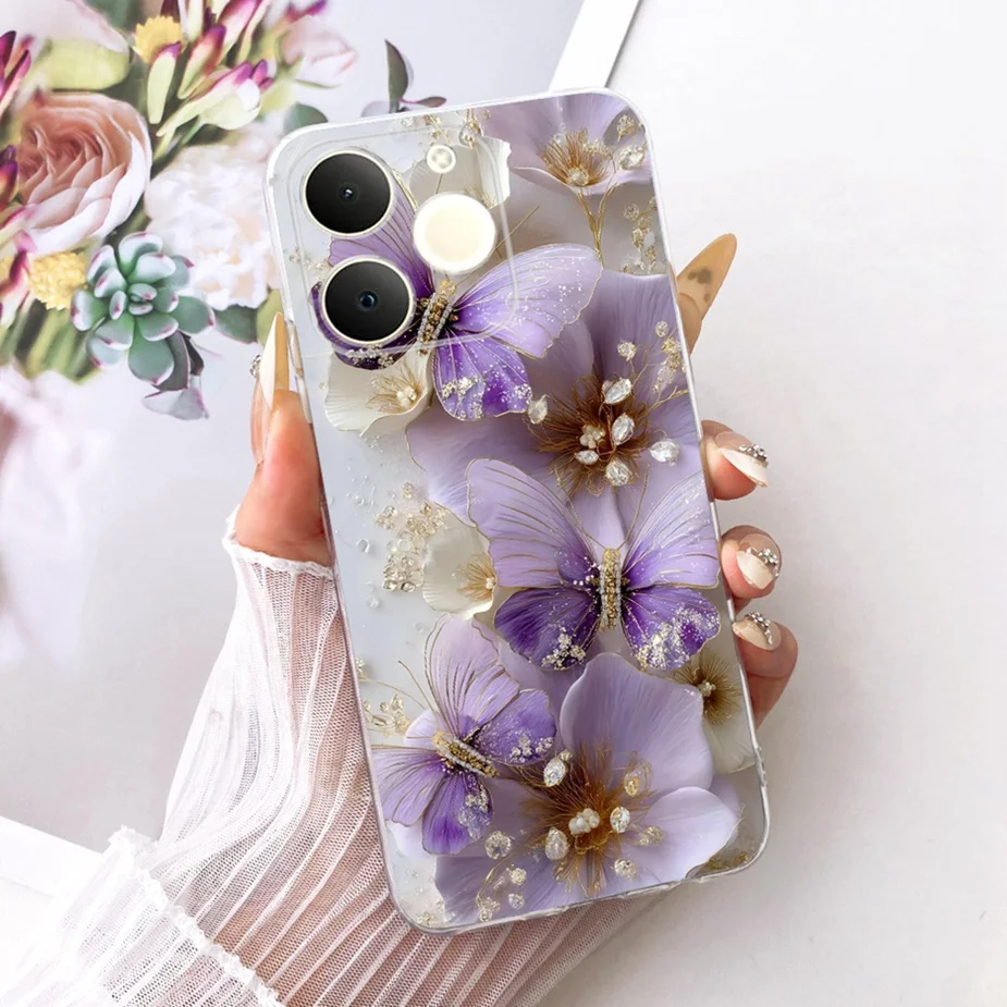 Luxury Lotus Painted Soft Silicone Case - Elegant Protective Cover
