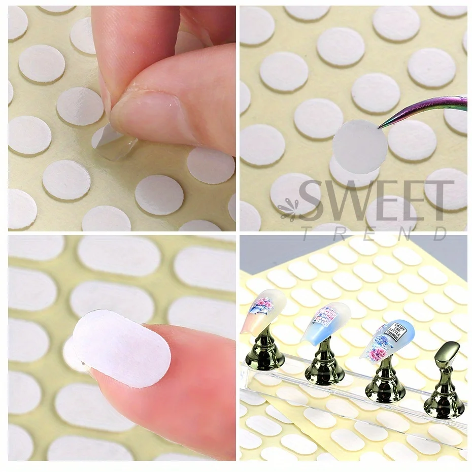 400 Tips Transparent Double-sided Adhesive Tape Traceless Nail Display Board Paste Practice Fixing Base Jelly Glue Manicure Tool