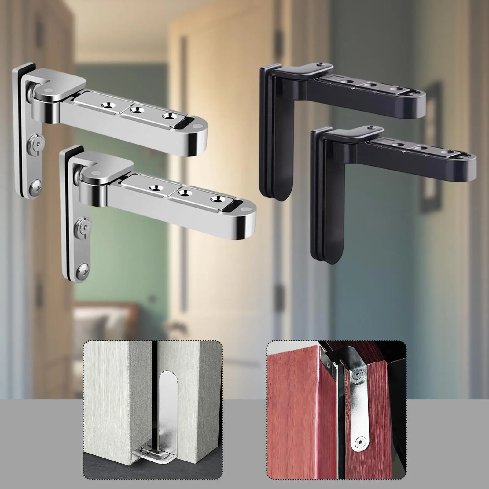 Invisible Door Hinges Zinc Alloy Heavy Duty Easy Install Pivot Hardware for Outward Opening Secret Door