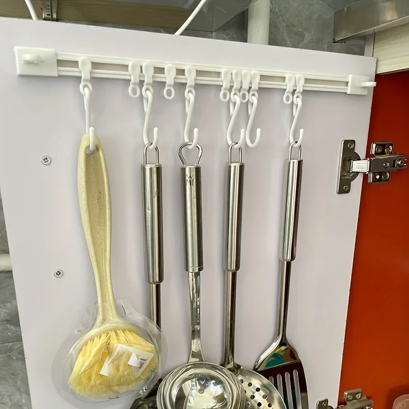 Versatile Over-The-Door Storage Hook Rack - Foldable Plastic Towel Bar With Utensil Hooks For Kitchen, Bedroom, Bathroom