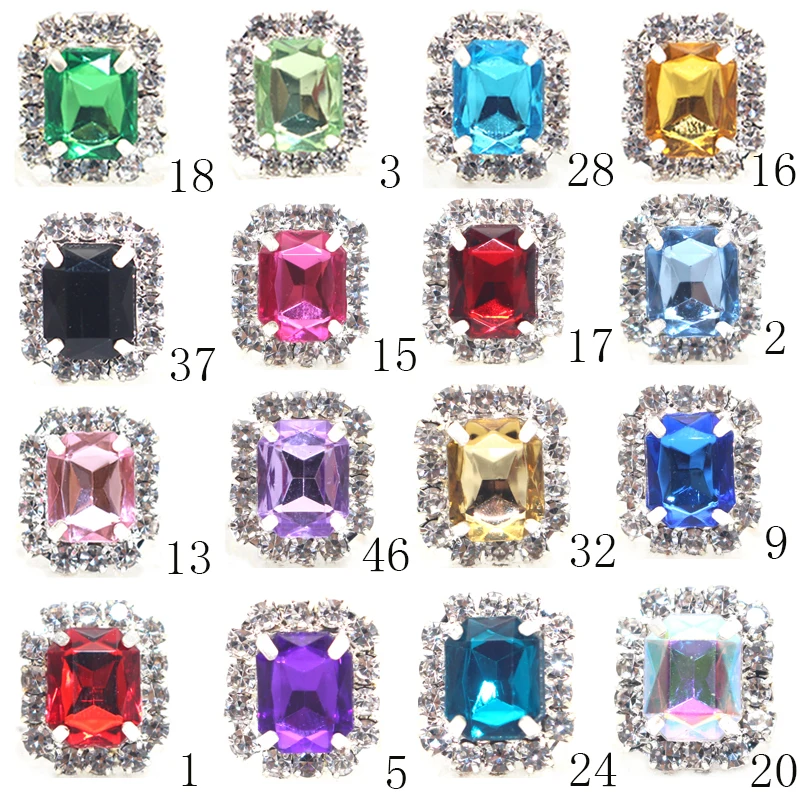 

10PCS24*18MM Hook Claw Edge Water Diamond Rectangular Clothing Luggage Accessories