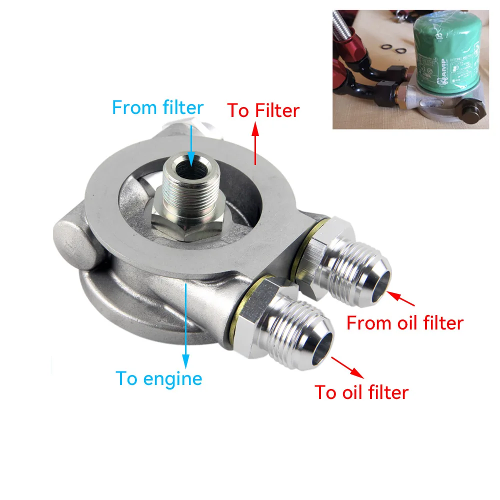 Aluminium AN8 AN10 Ölkühler Sandwich Platte Filter Adapter Turbo Thermostat Öl Sender Adapter für Automotive – Detail 5