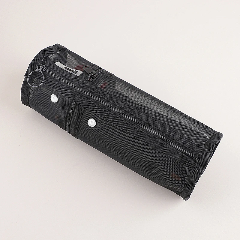 1 adet örgü çift kullanımlı makyaj fırçaları tutucu seyahat kozmetik çantası organizatör fırçalar kalemler tüp konteyner dik duran kese kozmetik aracı