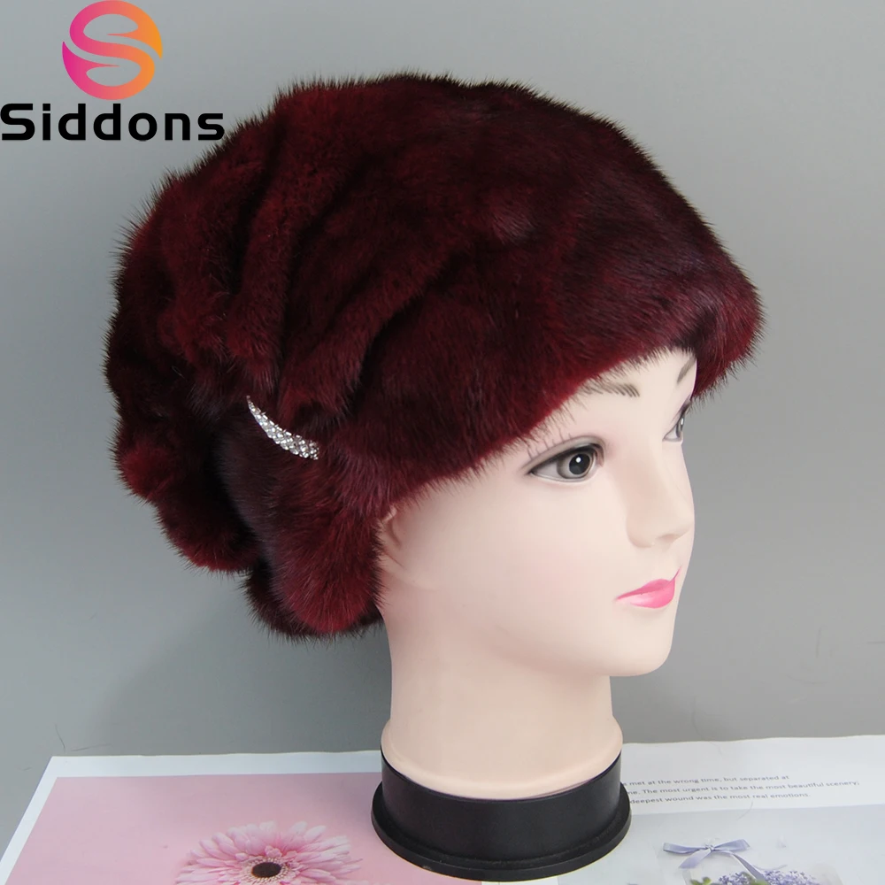 

2024 Russian Fur Hats Women Winter Warm Natural Whole Mink Fur Classic Luxury Caps Earflap High Quality Hat anti cold -50degree