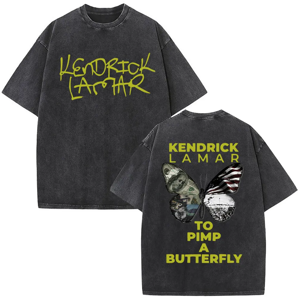 Kendrick Lamar Graphic T Shirt Washed Black Oversized Y2K Rap Tee
