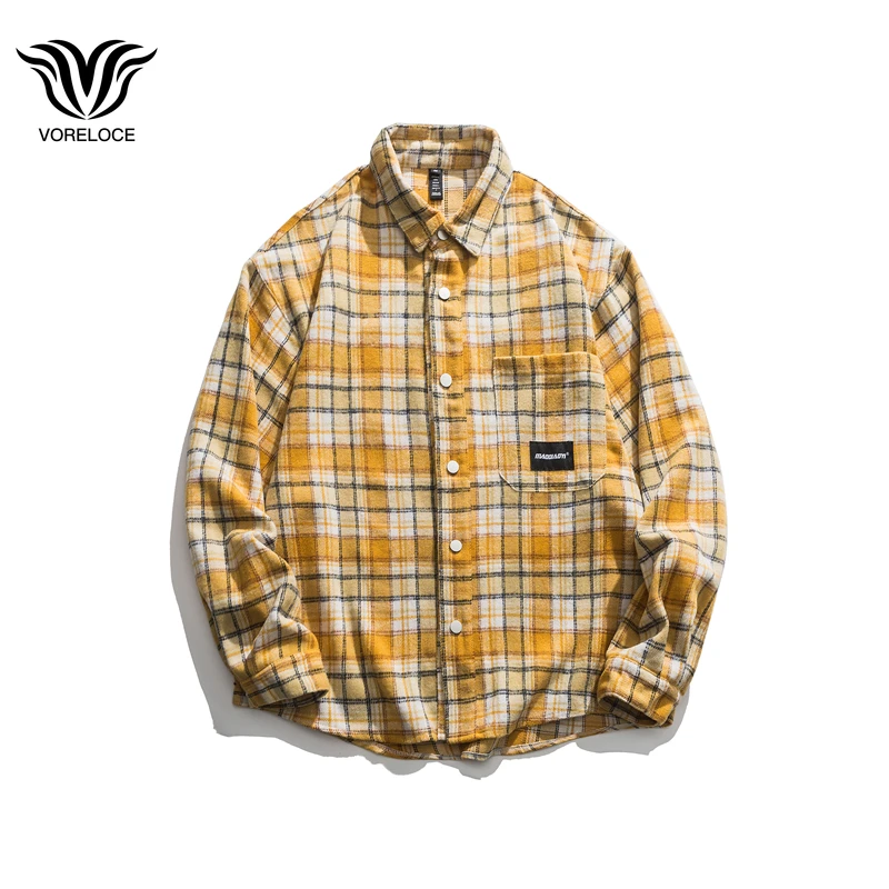 

2022 autumn brand new original Japanese hip-hop men's and women's cotton plaid loose long-sleeved shirts ins casual shirts