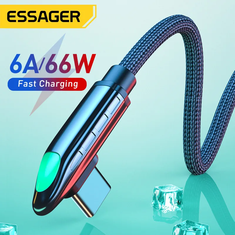 Essager 6A 66W USB Type C Cable For Huawei Mate 40 Pro Samsung LED 5A Fast Charging USB-C  Charger xiaomi poco Cable Data Cord