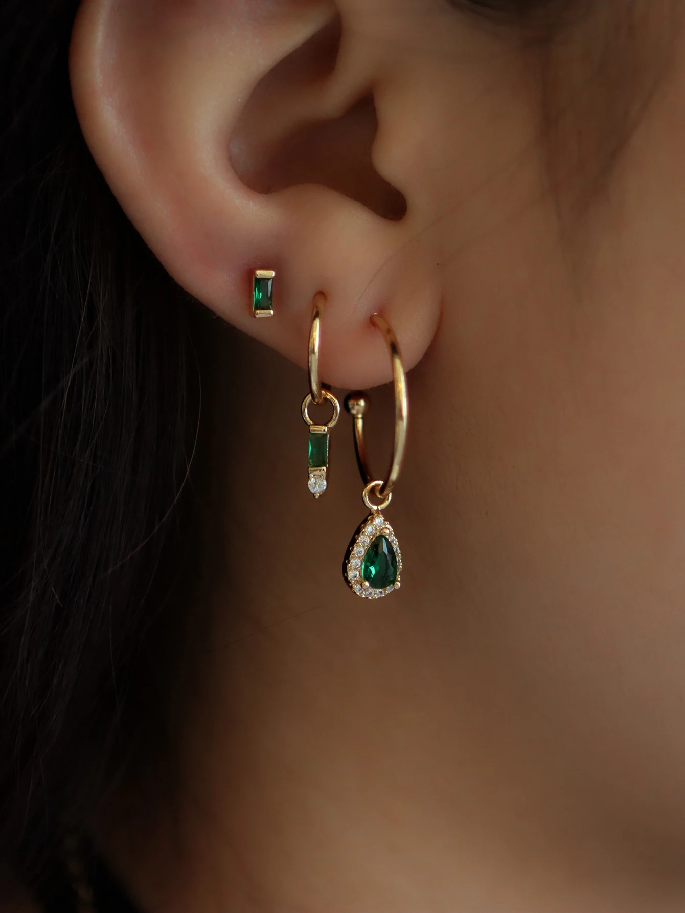 Water Drop Pendant Hoop Earrings for Women Party Daily Jewelry