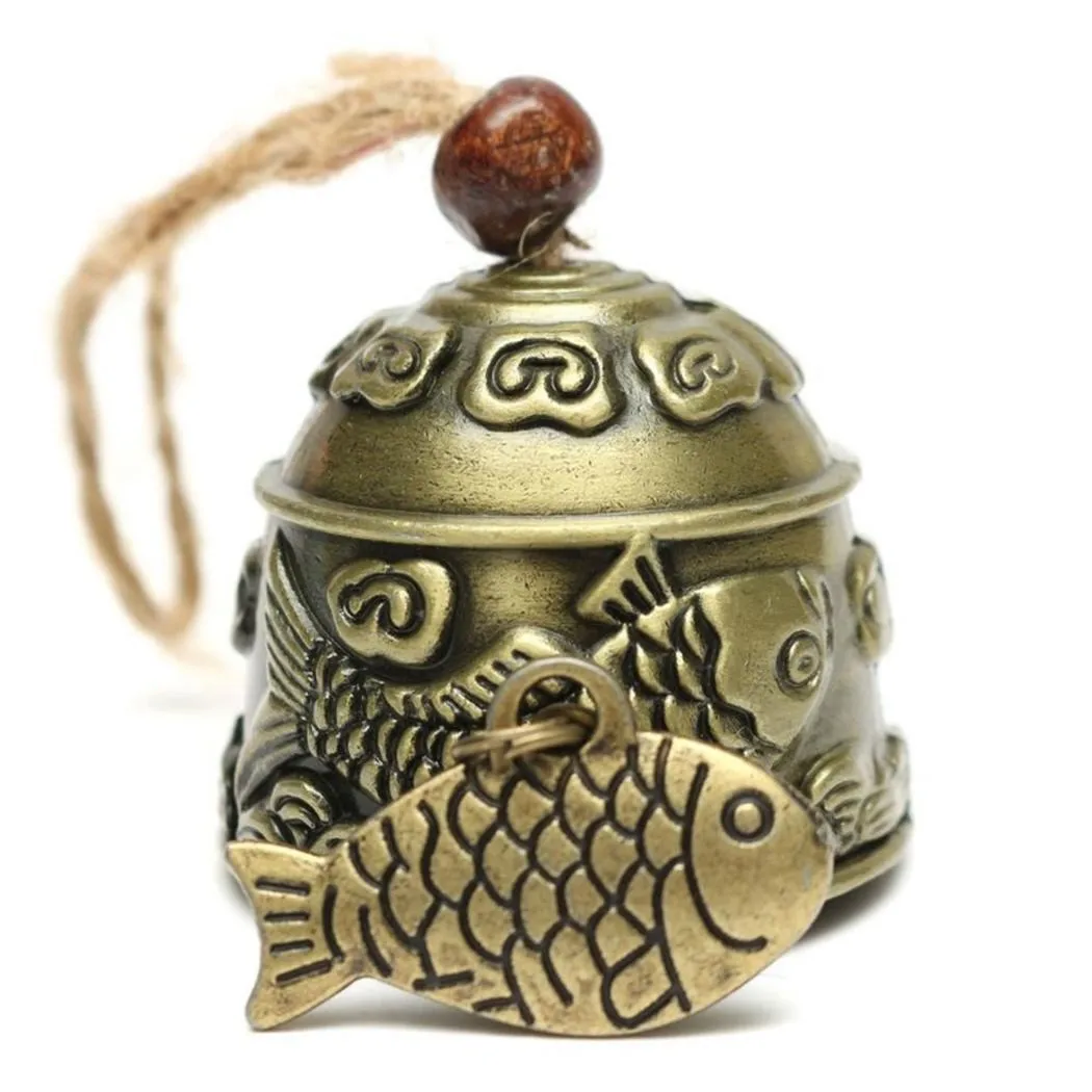 1pcs Bell Characteristics Handmade Hanging Wind Chime Hemp Rope Traditional Zinc Alloy Dragon Fish Luck Fortune 4