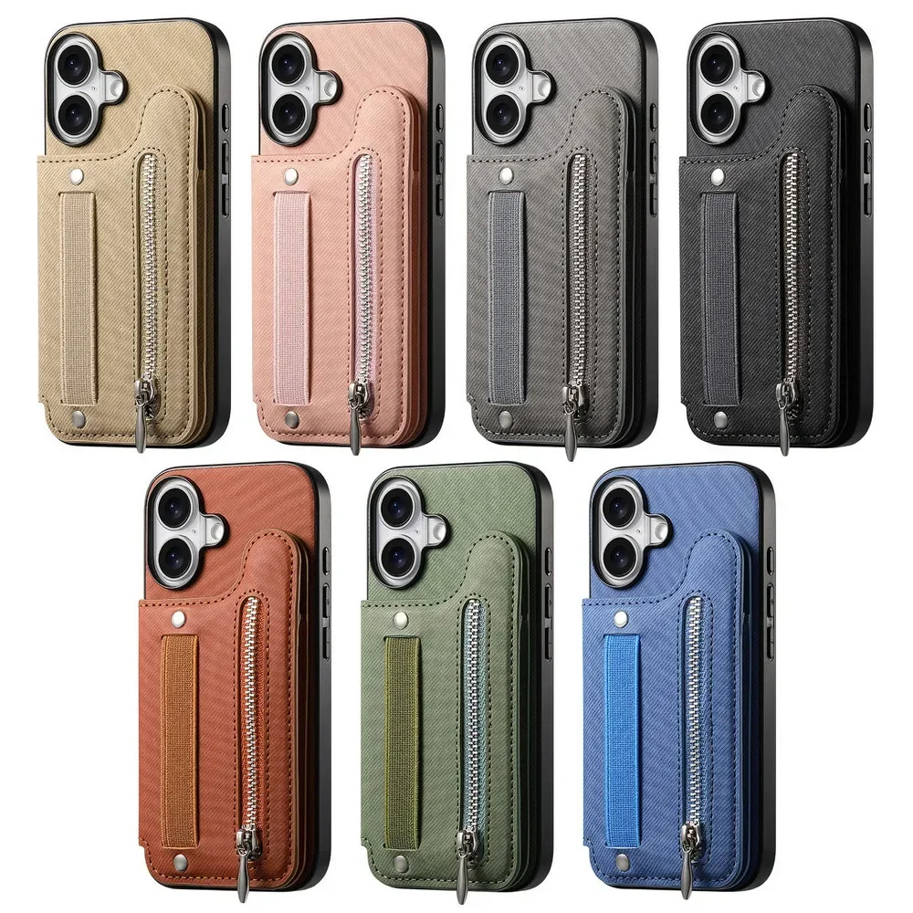 Luxury RFID Block Zipper Wallet Leather Back Cover Case