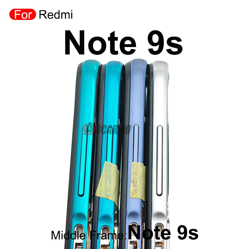 사이드 키 포함 중간 프레임, 블루 블랙 화이트, Redmi Note 9s 용 교체 부품