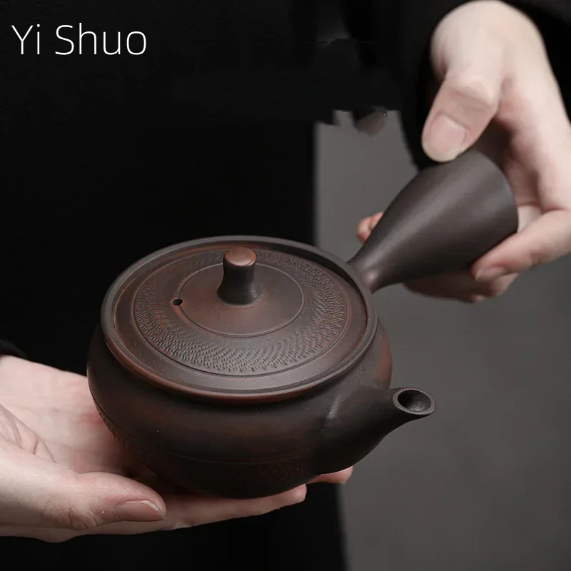 Pot à poignée latérale en poterie violette, théière Kung Fu en céramique aveugle à la main, théière simple, dispositif de préparation de thé Pu'er, ensembles de thé, théière chinoise 1 Pot à poignée latérale en poterie violette, théière Kung Fu en céramique aveugle à la main, théière simple, dispositif de préparation de thé Pu'er, ensembles de thé, théière chinoise 1