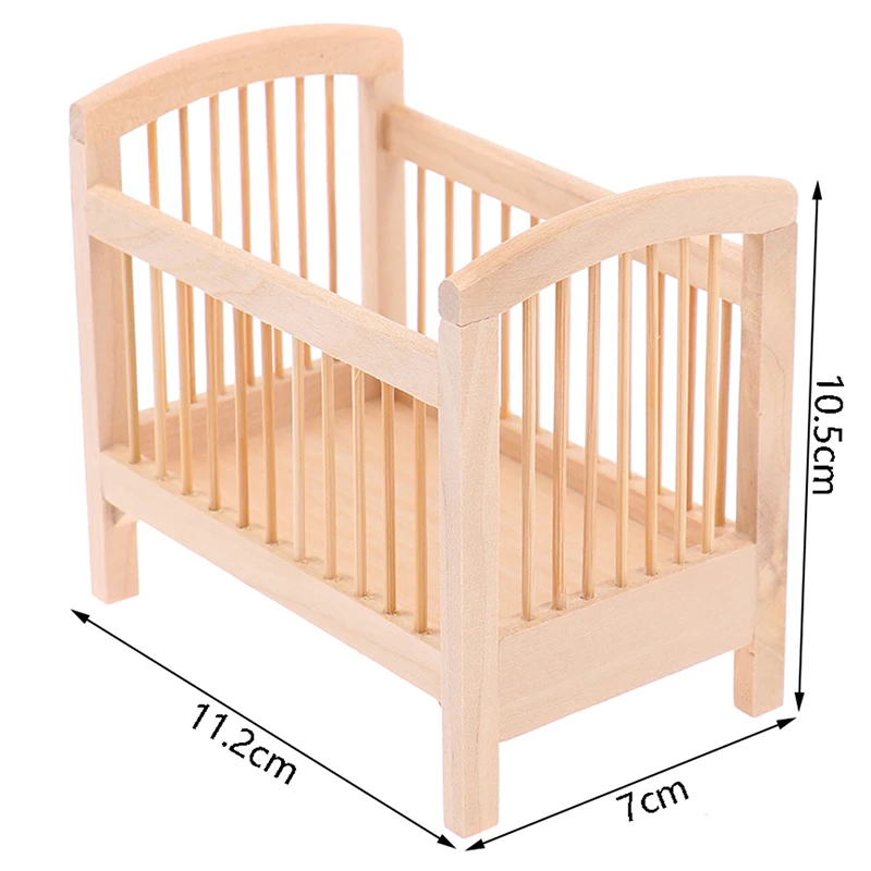 NUOBESTY Cama de cuna para muñecas en miniatura a escala 1:12, modelos de  cuna para muñecas, cama de muñeca de madera, muebles para casa de muñecas