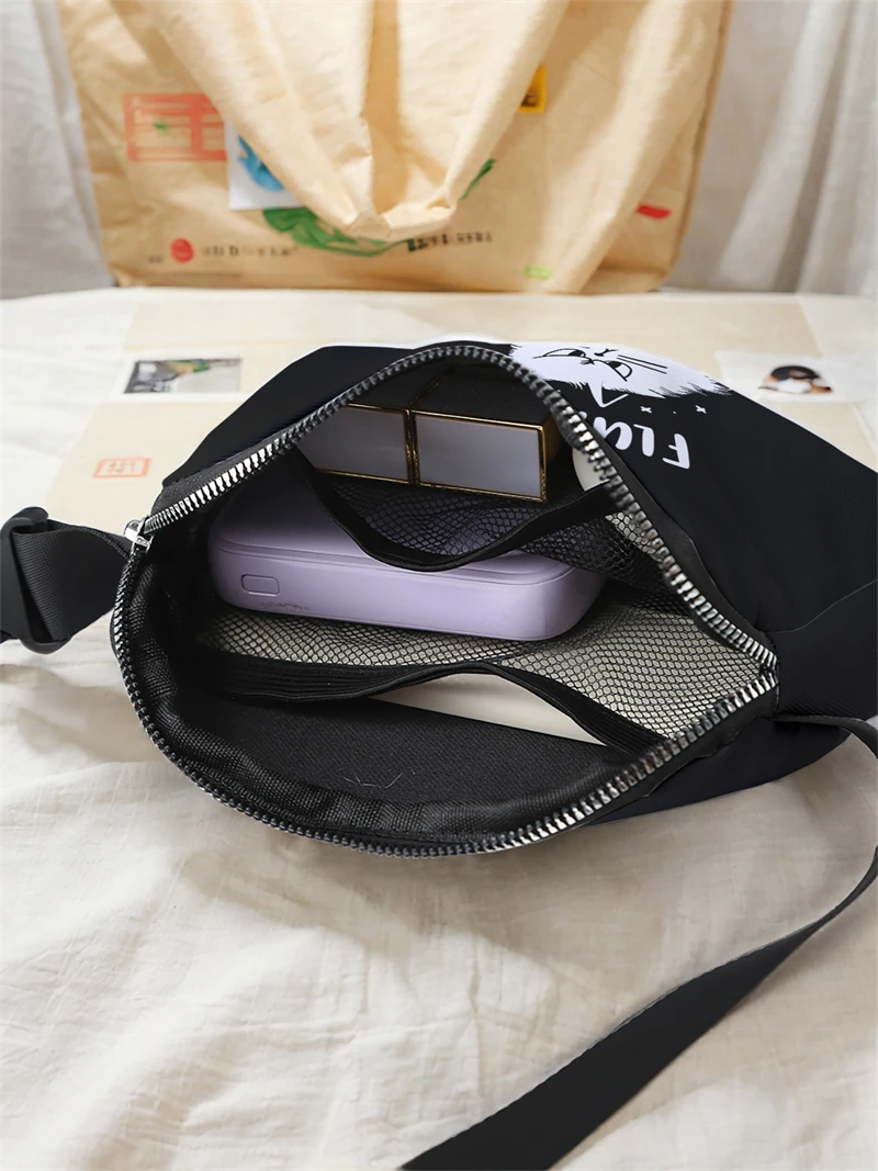 1pc,letter cat fashionable adjustable crossbody bag, neutral sports waist bag, suitable for running