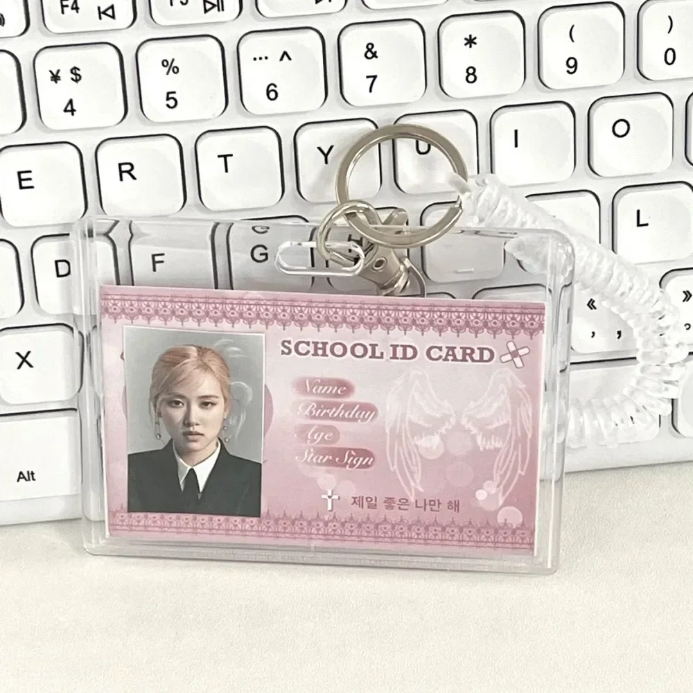 Acrylic Kpop Photo Card Holder Anti-lost Keychain 3 Inch INS Transparent Idol Protective Case Bag Bus Cards Sleeves Supplies card holder,card protector,idol card protector,card display stand,desk card holder,photo card holder,credit card holder
