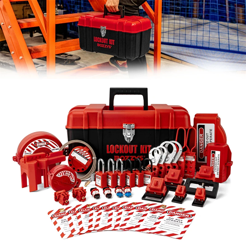 Kit di blocco, lucchetti di sicurezza Loto, blocco interruttore, cerniere, etichette di blocco spina elettrica, serrature con tag di bloccaggio