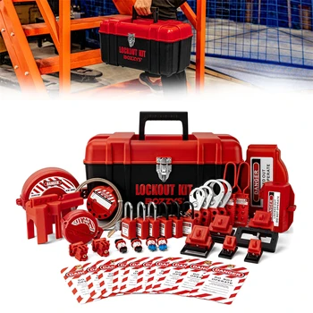 Kit di blocco, lucchetti di sicurezza Loto, blocco interruttore, cerniere, etichette di blocco spina elettrica, serrature con tag di bloccaggio
