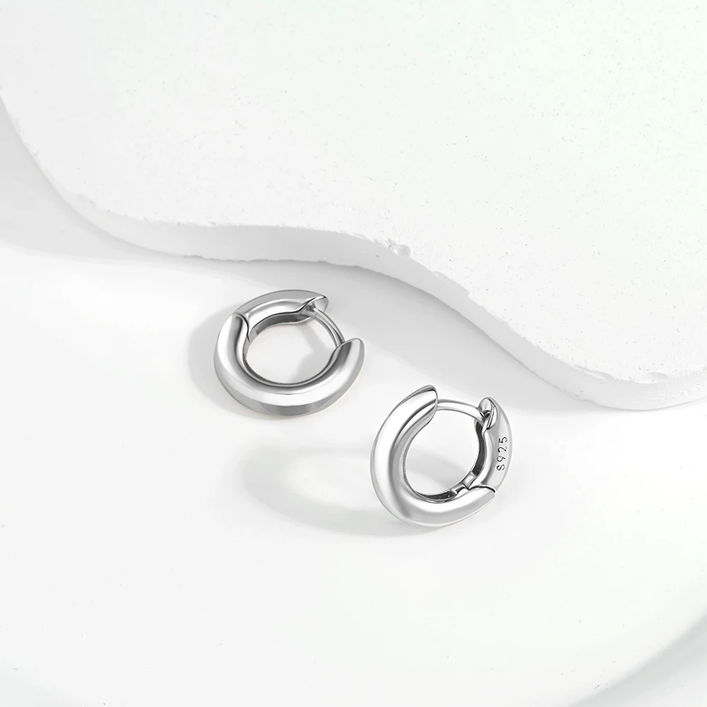 Simple 925 Silver Circle Hoop Earrings Girl Rose Gold & Gold Color Elegant Office Style Classic Earrings Accessories 2