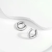 Simple 925 Silver Circle Hoop Earrings Girl Rose Gold & Gold Color Elegant Office Style Classic Earrings Accessories 2