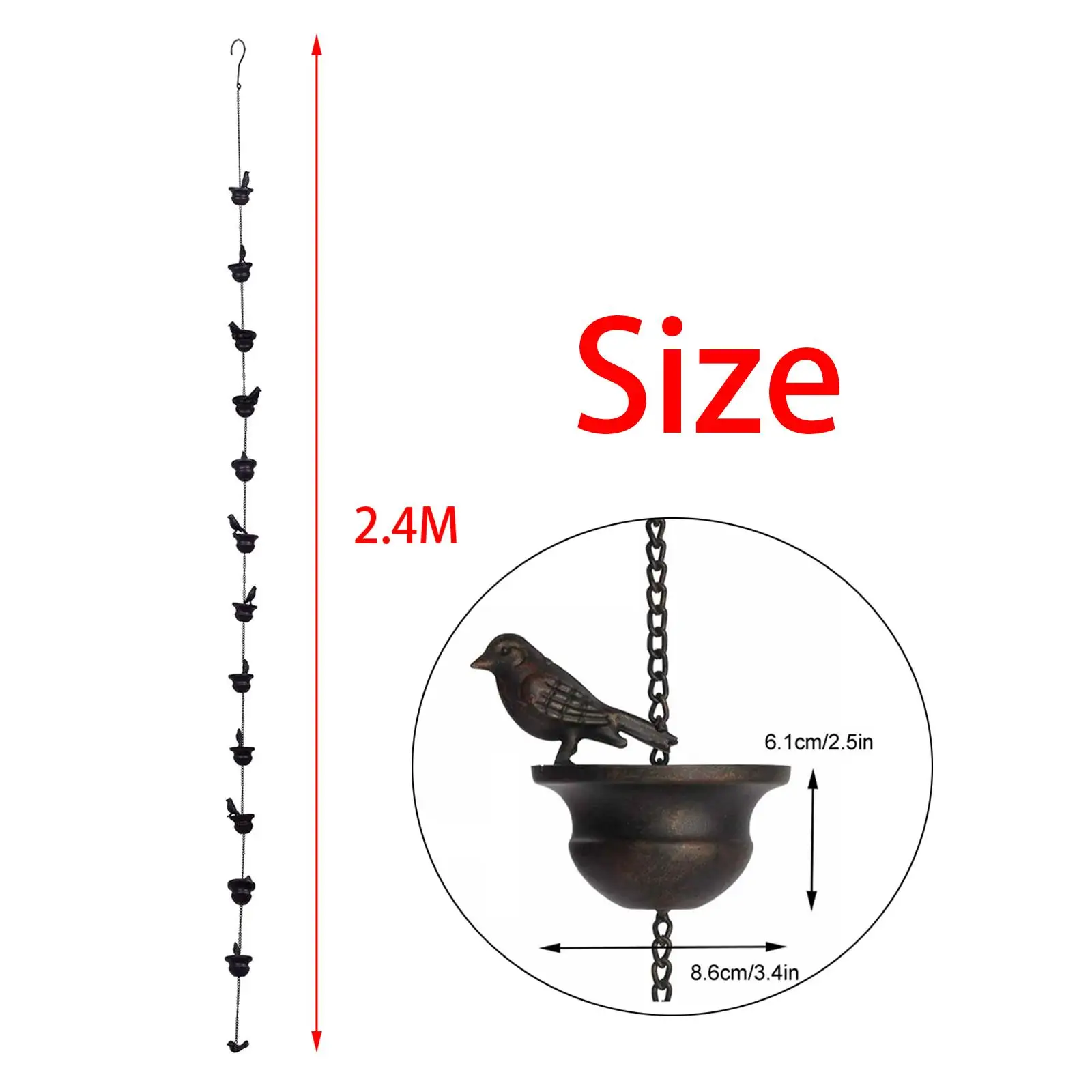 Stainless Steel Chains Rain Chain Adapter Rain Chain Rainwater Catcher Chain with Rain Collector Cups Creative Rainwater