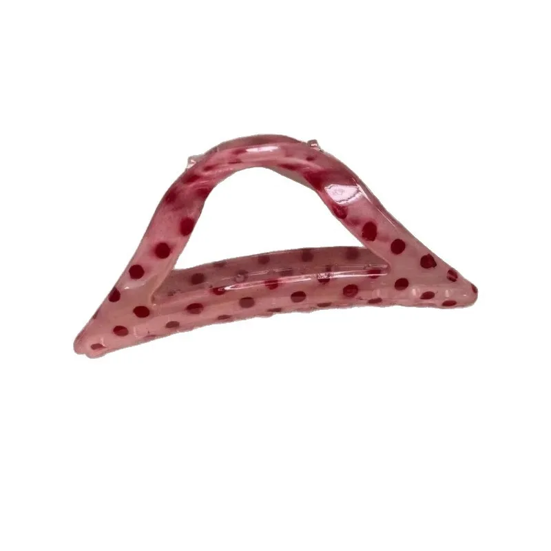 2 Stücke Süße Rosa Polka Dot Geometrie Oval Stern Haarspange Klaue Elegante Hochzeit Urlaub Hai Pferdeschwanz Clip Klemme Haarschmuck – Detail 5